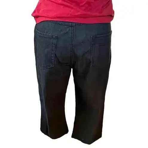 FDJ Women 10 Navy Cotton Dark Denim High Waist Wide Leg Leg Crop Pant Cl… Blue