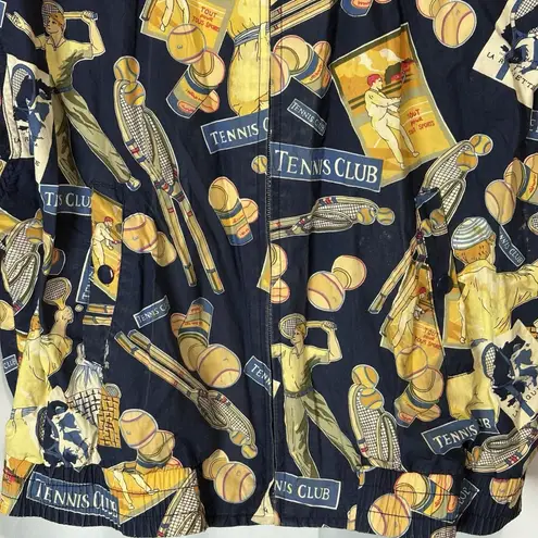 Liz Sport Vintage Jacket Size Medium Navy Full Zip Tennis Windbreaker Cotton Blue