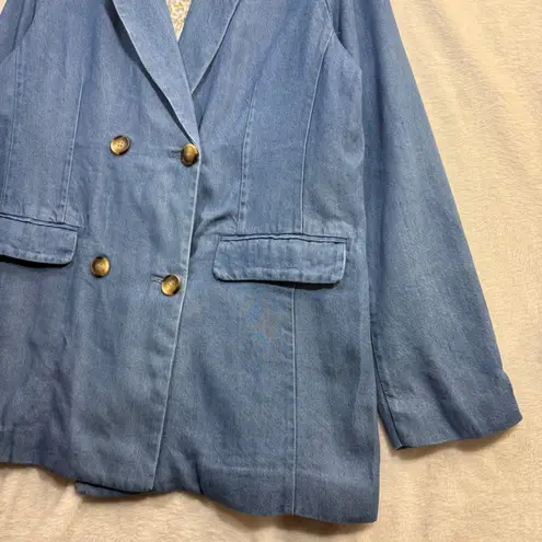 Sundance L Oaklee Denim Blazer Jacket Blue Lyocell Relaxed Boho Business Casual