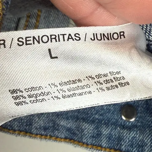 Ella Moss Denim Trucker Jacket Women Large Blue Distressed Button Front Western