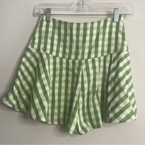 SheIn  Green Gingham Crop Top and Flowy Short Romper 2 Piece Set Cottagecore