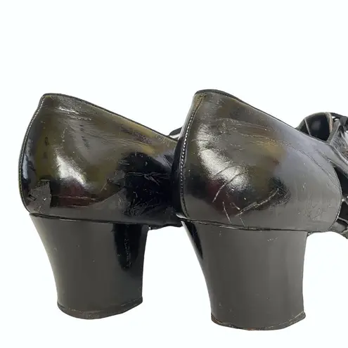 1940s Matrix x Carson Pirie Scott & Co Black Mesh Leather Heeled Oxford Loafers Size 6.5