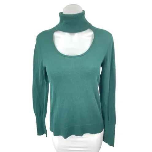 1.State Green Teal Long Sleeve Turtleneck Cutout Pullover Sweater Top Size M Size M