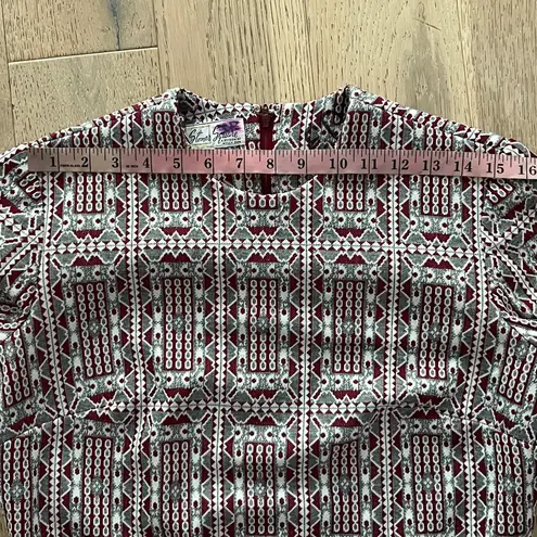 Vintage Stoner Square Geometric Knit Dress Red Gray White Tribal Mod Midi 70s