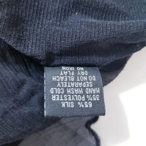 Lapis Sheer Silk Blend Velvet Rhinestones Embellished Ruffle Blouse Size M