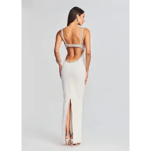 retrofete Fernanda Embellished Asymmetric Maxi Dress White/Silver Womens Size Sm White