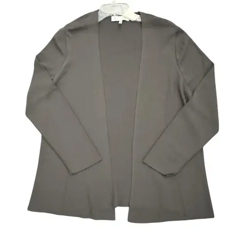 ESCADA Cardigan Sweater Womens Size 42 Gray Wool Knit Open Front Quiet Luxury