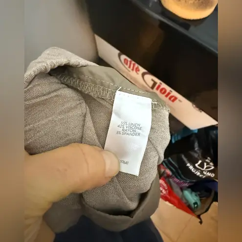 J. Jill Light Brown Linen Blend Pull On Cropped Pants Size L