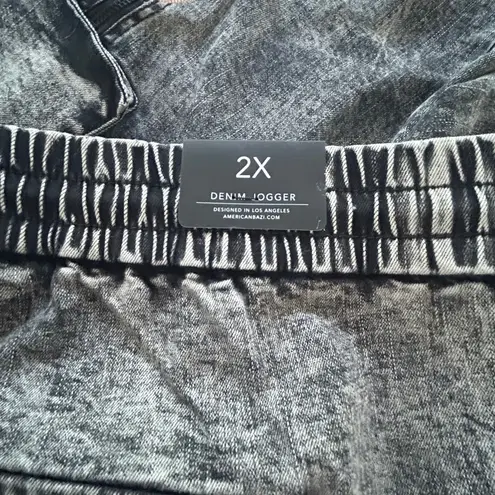 American Bazi Los Angeles Denim Jogger Acid Black Pants Pockets Plus Size 2X