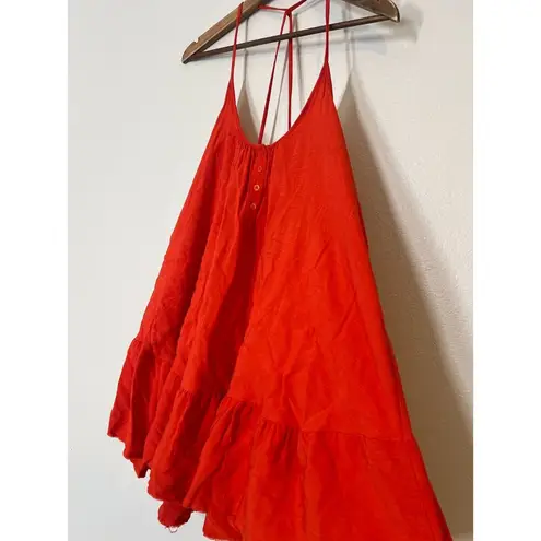 Sincerely Jules Red Rosa Cross Strap Dress Womens Sz S Shapeless Flowy Boho
