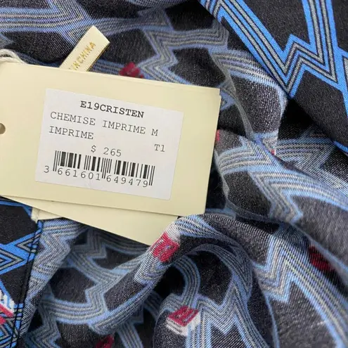 Maje Cristen Blouse Top Blue Printed Geometric