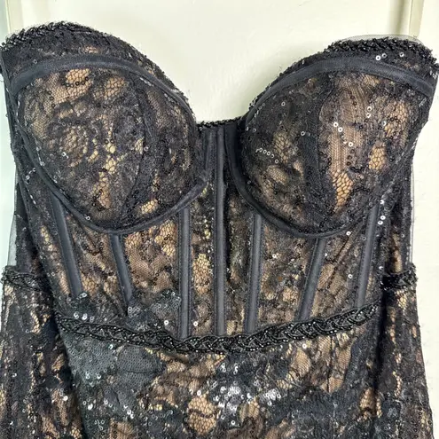 Galina Signature Strapless Corset Gown Size 12 Beaded Strapless Black