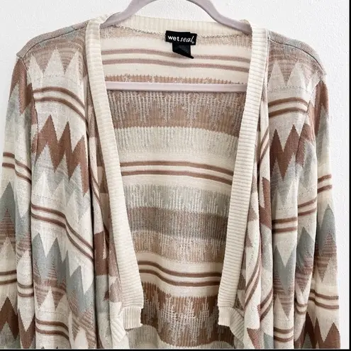 Wet Seal  Aztec open Cardigan Sweater Large Brown Beige Long Sleeve Bohemian - Image 2