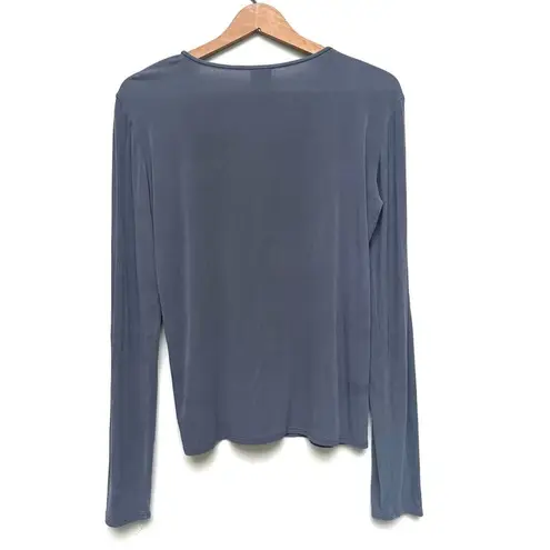 Eileen Fisher  Silk Grey Scoop Neck Long Sleeve Top Small