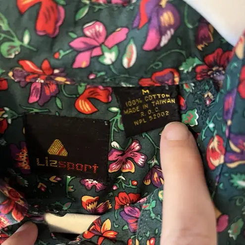 Liz Sport Vintage Dark Floral Whimsical Whimsigoth Button Up M Relaxed Novelty Print Boho - Image 7