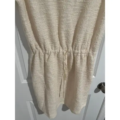 NWT Lou & Grey x LOFT Tweedknit Short Sleeve Drawstring Mini Dress Cream Medium