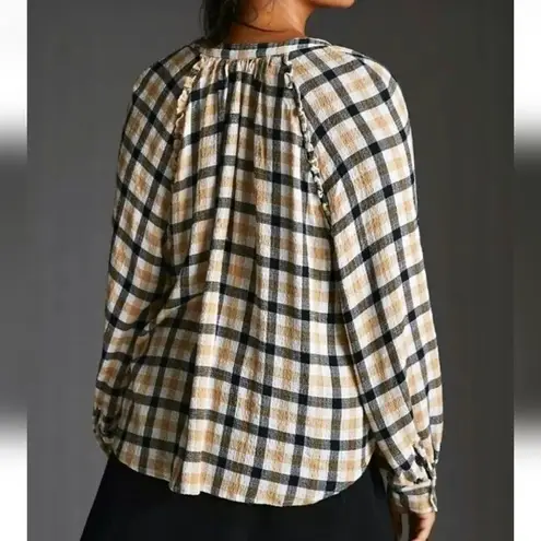 Anthropologie , New, Pilcro Breezy Gauze Plaid Button Front Top, Size XLP