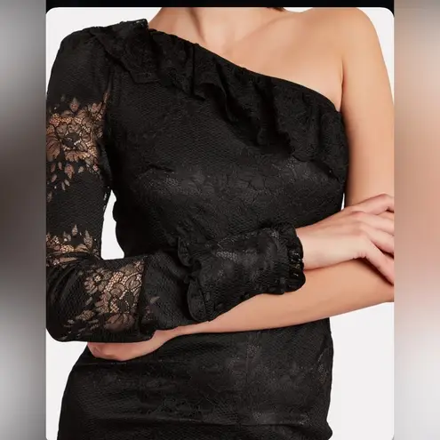 Alexis Ilana Lace One-Shoulder Black Dress
