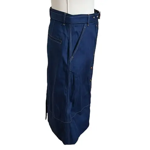 Rag and Bone  Indigo Branson Belted Denim Midi Skirt Button Front Womens Size 6 New