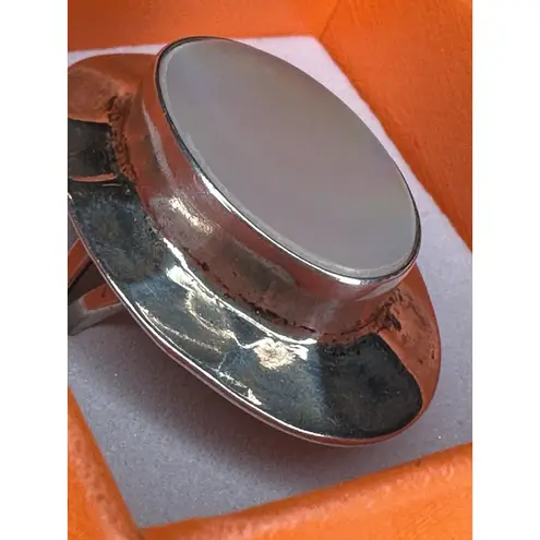 Frank Ramone Navajo Sterling Silver Mother Of Ring Size 5 Signed F Ramone White