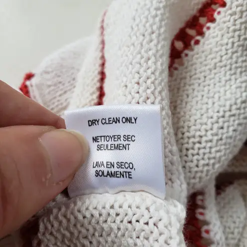 W By Worth Womens Sweater Sz S Breton Stripe Fringe Coastal Preppy Nautical Red