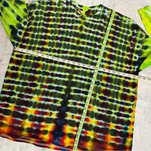 None TIE DYE Long Sleeve T Shirt Neon Green Black