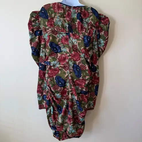 Walter Baker Floral Cutout Bodycon Dress Size 12 Puff Sleeve Ruched Party