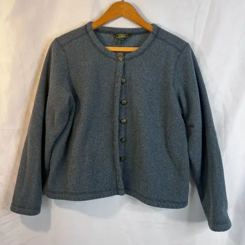 LL Bean Button Front Cropped Layering Knit Cardigan Casual Conservative Size SM Blue