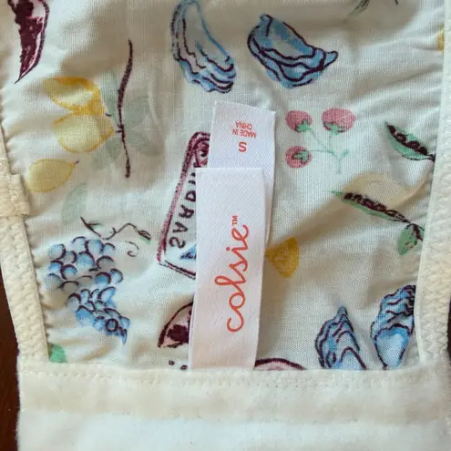 COLSIE Corset Bralette Top Coastal Travel Theme Print Size Small