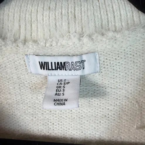 William Rast Fuzzy Knit Collared Cropped Sweater Ivory Cozy– Size Small – NWT - Image 2