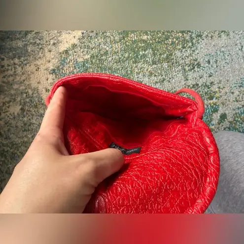 Vintage red faux crocodile beaded shoulder strap pouch purse