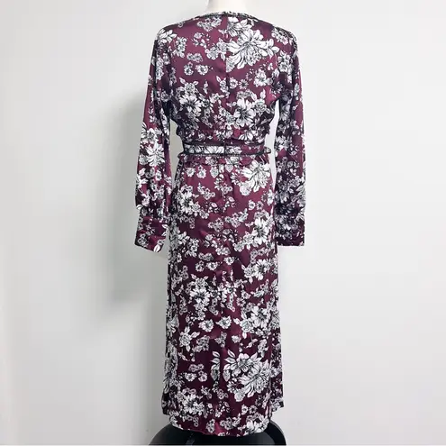 Bardot Jolie Floral V Neck Cuff Sleeve Sheer Lattice Ruffle Midi Dress Small 6