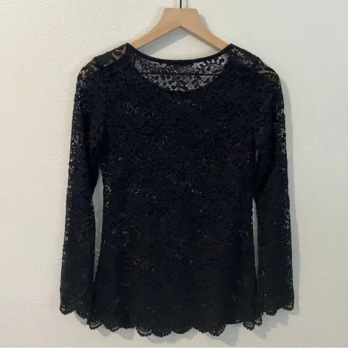 You Are Not Alone Black Lace Long Sleeve Top Size S