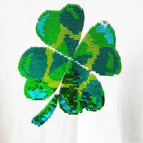 Quacker Factory Sequin Shamrock Tee Women’s Size XL St Patrick’s Day Clover New!