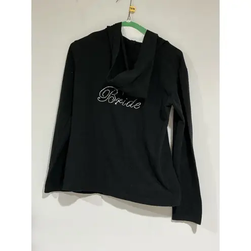 Woman’s In Your Face Apparel Black Medium zip Up Hoodie Rhinestone Bride