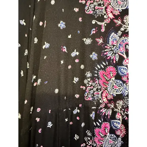 Scoop XXXL/3XG Floral Print V Neck Maxi Dress Black Pink Blue Size undefined