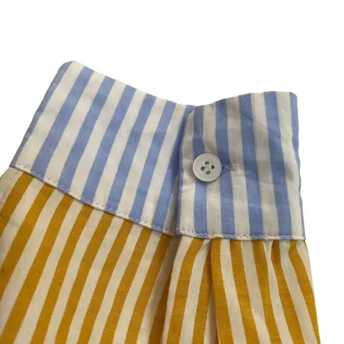 Azura Stripe Set Yellow Blue White Shorts Button Down Shirt size medium