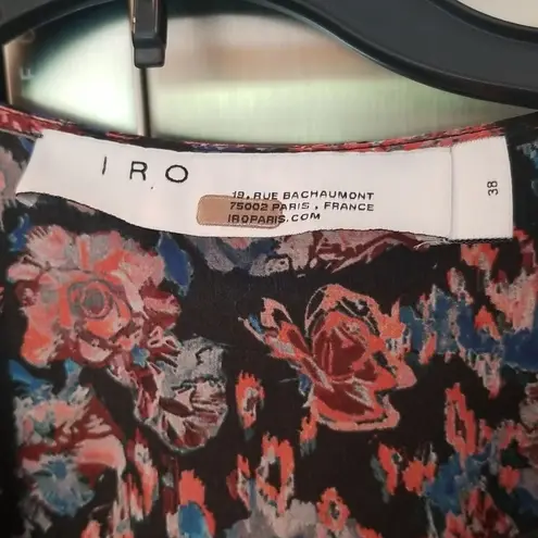 IRO ππ Floral Fling Sheath Dress ~ 100% Silk Print 38 Ruched Draped Long Sleeve