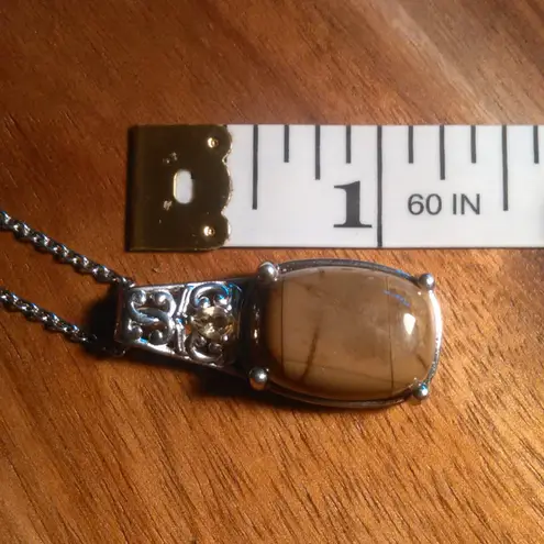 Cherry Creek Brazilian Citrine Platinum Bond Pendant Stainless Steel Necklace