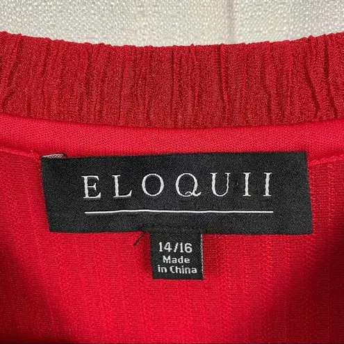Eloquii Red Long Puff Sleeve Ribbed Shift Dress Sz.14/16