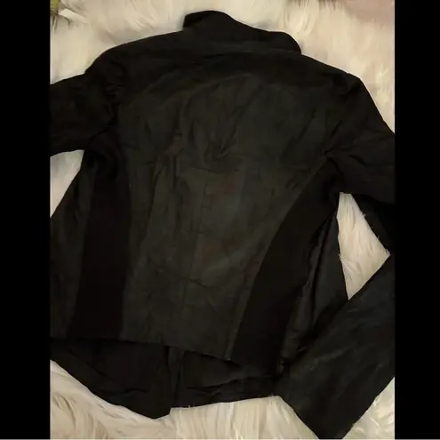 Vince  Draped Paper Leather Jacket Black XS‎