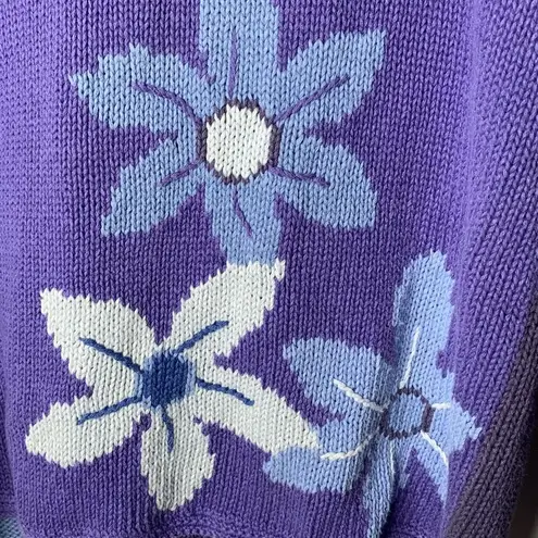 Coldwater Creek Vintage 90’s Y2K Cottagecore Cardigan Blue With Floral Pattern s