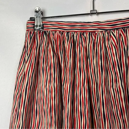 Halston Heritage Halston Vintage Red & Blue Stripe A-Line Midi Skirt 4