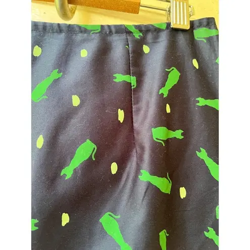 Essaye Surface Art Australian navy green Siamese cat print mini circle skirt XS