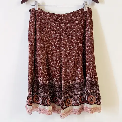 Elie Tahari Mahogany Evita Silk Blend Midi Skirt A-line NEW Lined Size 6 Mosaic