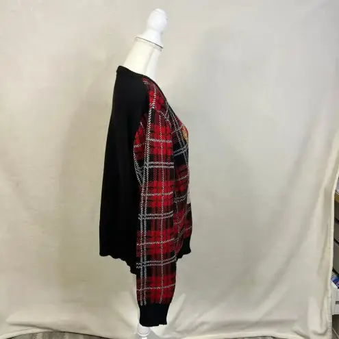 Urban Heritage Happy Holidays Women's XL Ugly Christmas Sweater Plaid Reindeer