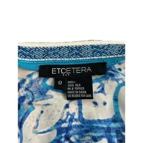 Etcetera floral print 100% silk long sleeve boho top size 0