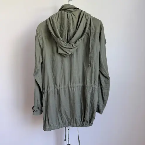 Rails Olive Green Linen Hooded Utility Anorak Jacket sz S Outdoors Military