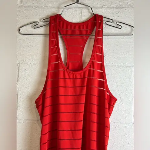 Zyia Active Woman’s Red Preppy Workout Running Striped Comfy Tank Top Size Small