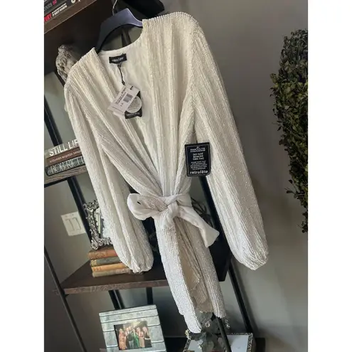 retrofete Gabrielle Beaded Robe Dress Moonglow White Womens Size XS